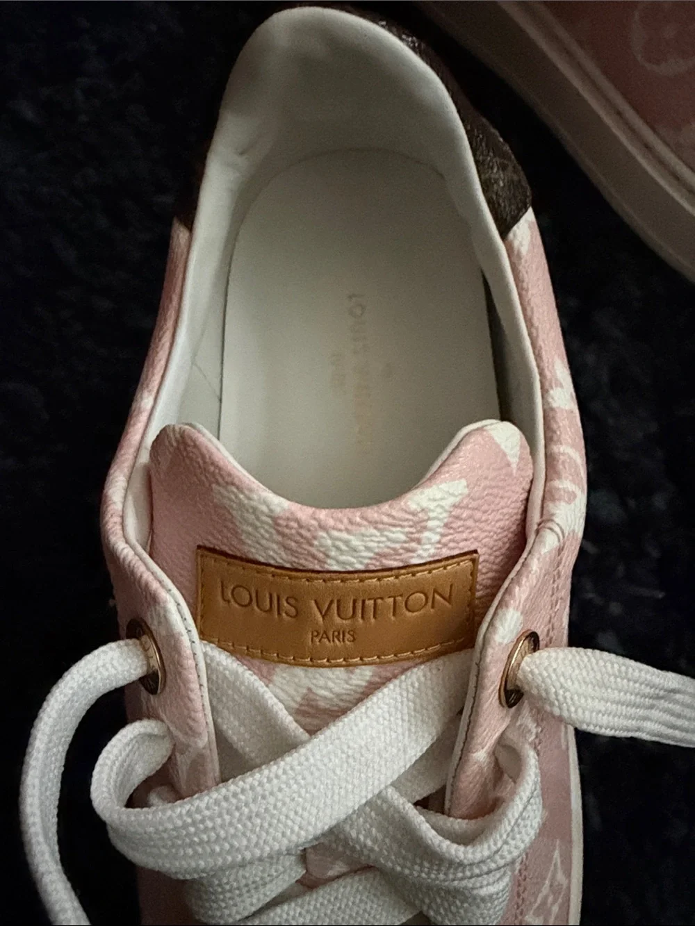 Louis Vuitton Pink Monogram Time Out Leather Low-Top Sneakers AUTHENTIC EUC